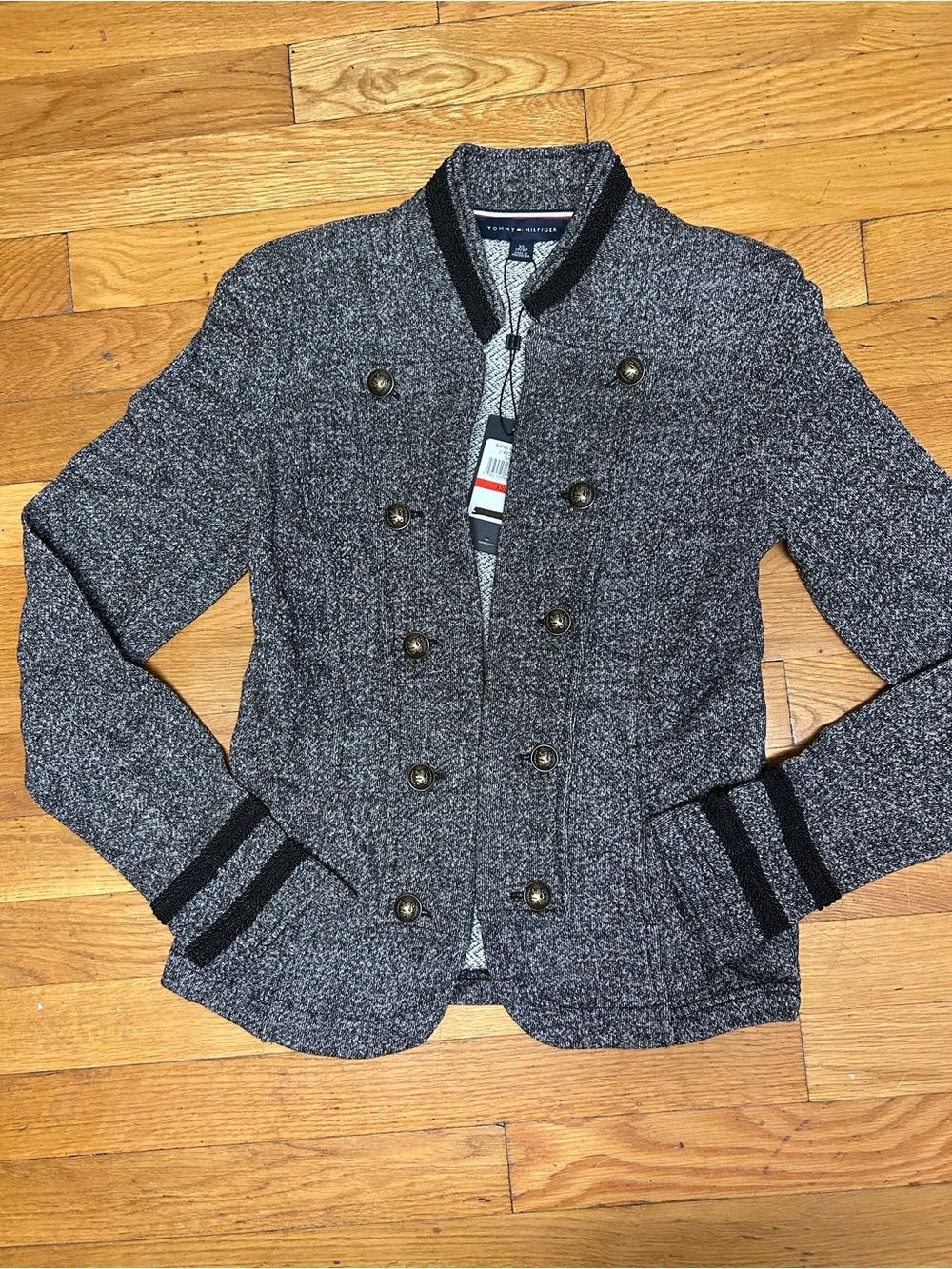 Tommy Hilfiger Gray Double-Breasted Bomber Jacket